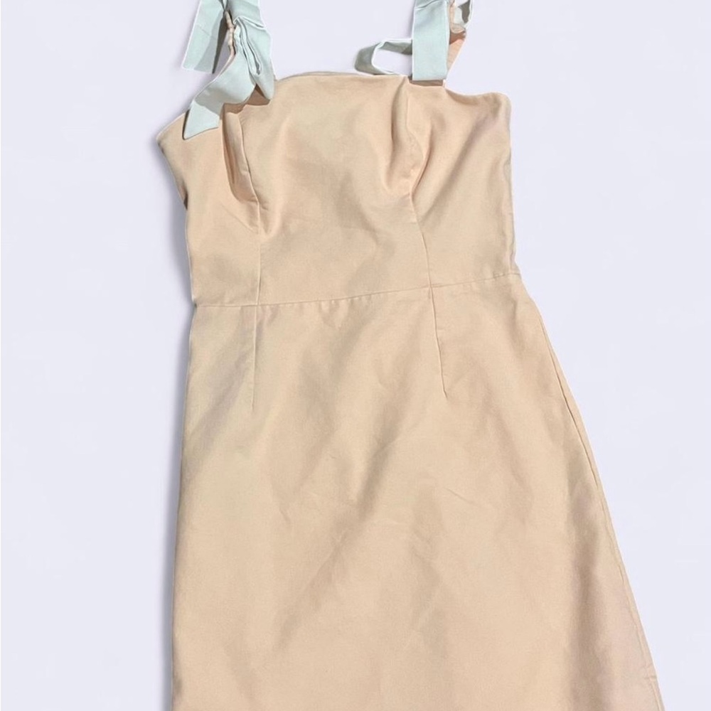 Retro Peachy Pink White Bow Dress